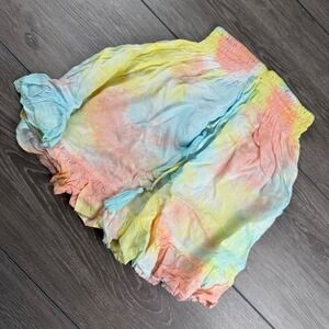Loop Women Skirt Lilyrose Smoke Tie Dye Ruffle Smocked Waist Pastel OS